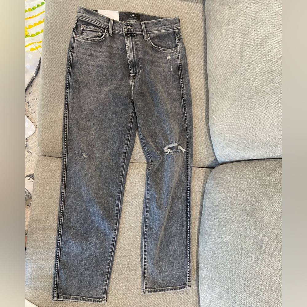 7 for all mankind high waist cropped straight jeans
